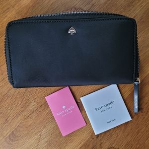 NWT Kate Spade Continental Wallet Long Black Nylon Utility Zipper $229 Ret.